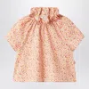 Il Gufo Apricot-coloured Top With Ruffled Collar In Red