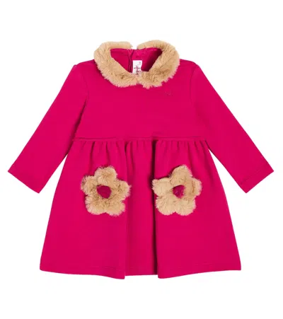 Il Gufo Baby Cotton Fleece Dress In Pink