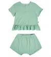 Il Gufo Baby Cotton T-shirt And Bloomers Set In Green