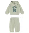 Il Gufo Baby Embroidered Hoodie And Sweatpants Set In Orange