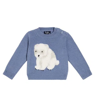 Il Gufo Baby Embroidered Virgin Wool Sweater In Blue