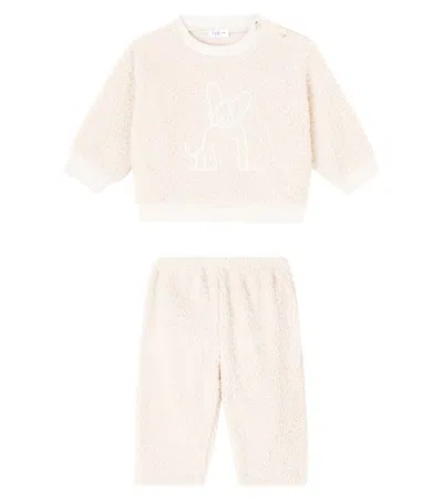Il Gufo Baby Fleece Sweatshirt And Sweatpants Set In White