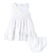 Il Gufo Baby Floral Cotton Dress And Bloomers Set In White