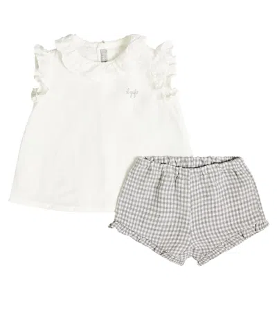 Il Gufo Baby Frill-trimmed Linen Top And Shorts Set In Multicoloured