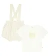 Il Gufo Baby Gingham Cotton T-shirt And Bloomers Set In Milk/ginger