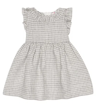 Il Gufo Baby Gingham Linen Dress In Gray