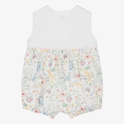 Il Gufo Baby Girls Ivory Floral Organic Cotton Shortie In White