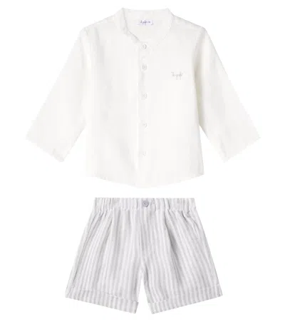 Il Gufo Baby Linen Shirt And Bermuda Shorts Set In White