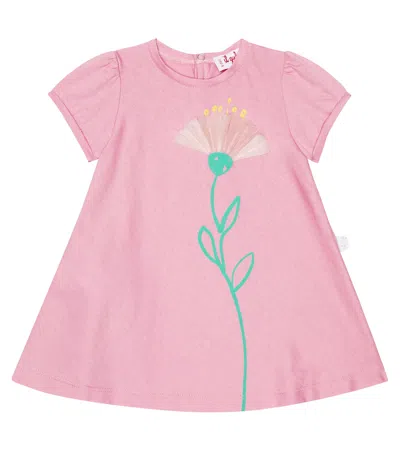 Il Gufo Baby Printed Cotton Jersey Dress In Pink