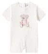 Il Gufo Baby Printed Cotton Playsuit In Beige