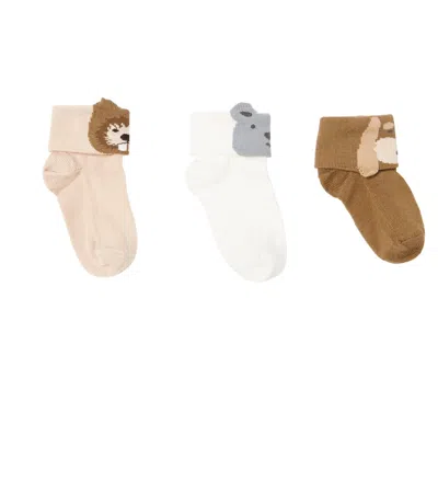 Il Gufo Baby Set Of 3 Cotton-blend Socks In Multicoloured