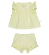 Il Gufo Baby Stretch-cotton Seersucker Top And Shorts Set In Yellow