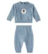 Il Gufo Baby Virgin Wool Sweatshirt And Sweatpants Set In Blau