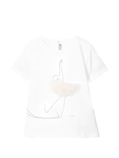 Il Gufo Kids' Ballerina-embroidered T-shirt In White