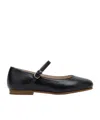 Il Gufo Blue Ballet Flats In Leather With Strap In Black