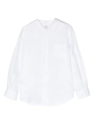 Il Gufo Kids' Band-collar Linen Shirt In White