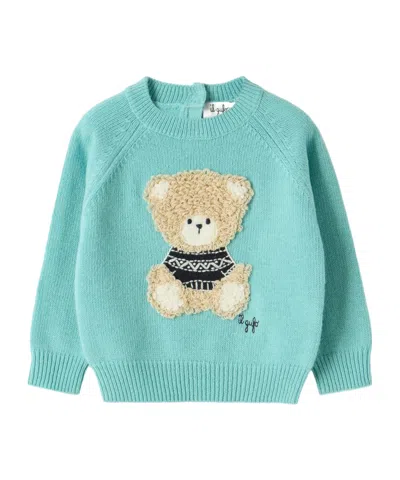 IL GUFO BEAR-APPLIQUÉ CREW-NECK SWEATER