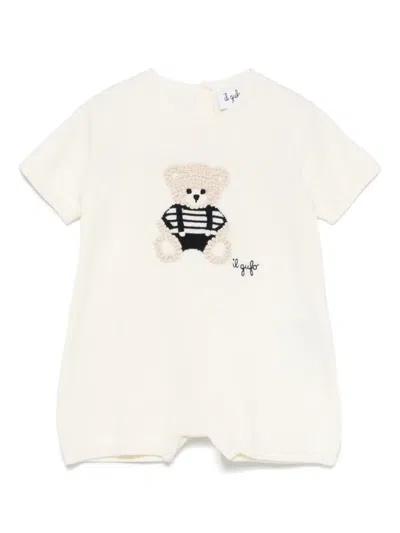 Il Gufo Babies' Bear-embroidered Body In Neutrals
