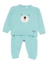 Il Gufo Bear-motif Knitted Tracksuit In Blue
