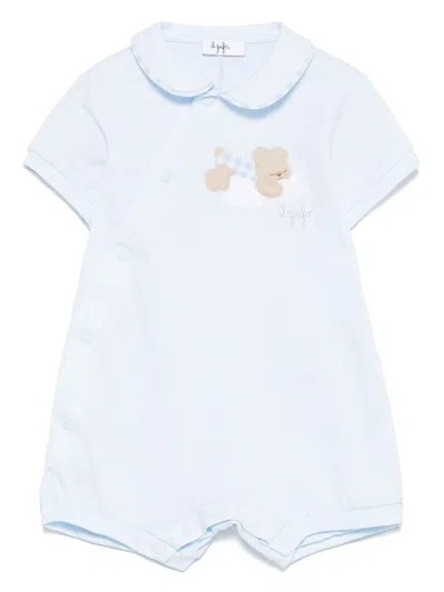 Il Gufo Babies' Bear-motif Romper In Blue