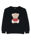 Il Gufo Bear-motif Virgin Wool Jumper In Blue