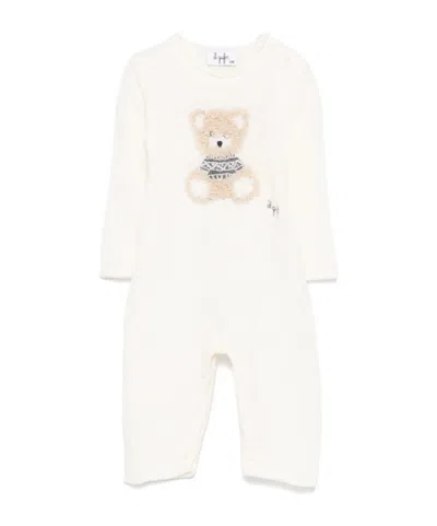 Il Gufo Bear Virgin-wool Rompers In White