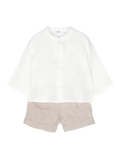 Il Gufo Babies' Linen Shorts Set In Brown