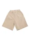 Il Gufo Beige Bermuda Pants With Elastic Waist In Cotton And Linen Blend Stretch Boy In Beige
