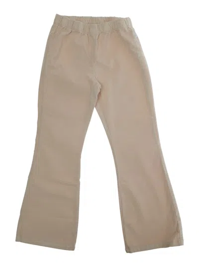 Il Gufo Kids' Beige Pants With Elastic Waist And Logo Patch On The Side In Cotton Girl In Brown