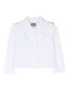 Il Gufo Bib Collar Ruffled Jacket In 白色
