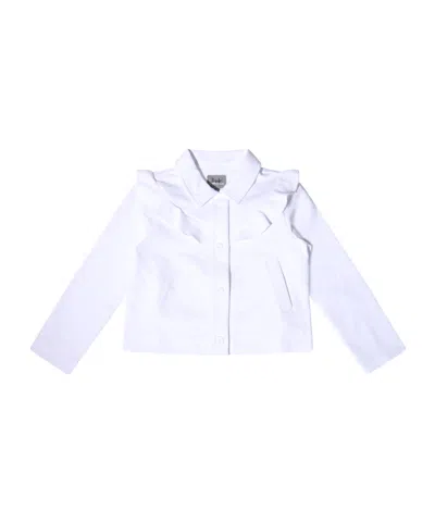 Il Gufo Bib Collar Ruffled Jacket In White