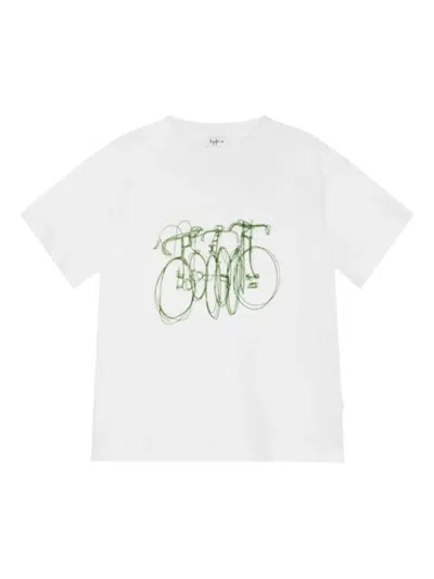 Il Gufo Kids' Bicycle-print T-shirt In White