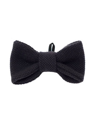 Il Gufo Kids' Black Pre-tied Bow Tie In Cotton Boy In Blu