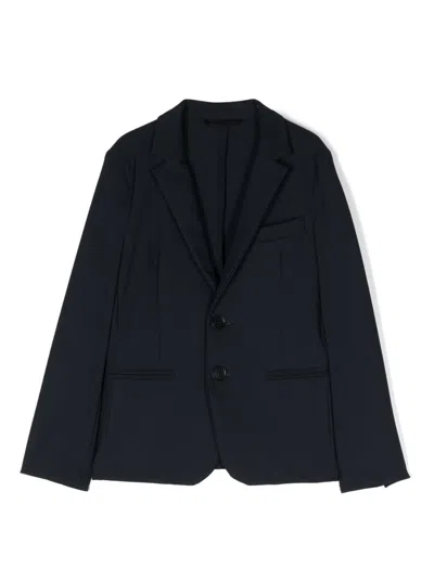 IL GUFO BLACK SINGLE-BREASTED JACKET WITH NOTCHED REVERS IN STRETCH POLYAMIDE BOY