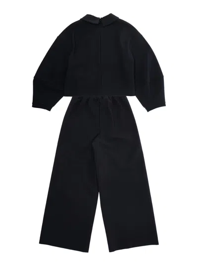 Il Gufo Kids' Black Suit With Beaded Collar In Tech Fabric Stretch Girl In Multi