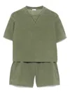 Il Gufo T-shirt And Shorts Set In Green