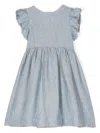 IL GUFO BLUE LINEN DRESS WITH BOW DETAIL