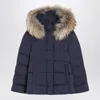 Il Gufo Blue Nylon Hooded Down Jacket In Blue
