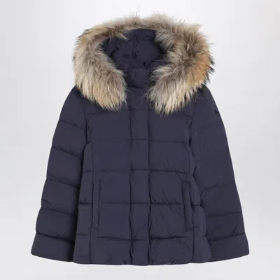 Il Gufo Blue Nylon Hooded Down Jacket