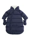 Il Gufo Blue Sleeping Sack Down Jacket With Fixed Hood And Removable Gloves In Tech Fabric Baby In Blue