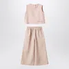 Il Gufo Striped Top And Straight Pants Set In Pink