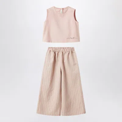 IL GUFO IL GUFO BLUSH PINK STRIPED OUTFIT