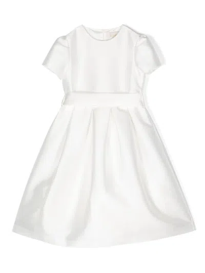 Il Gufo Kids' Bow-fastening Short-sleeve Dres In White