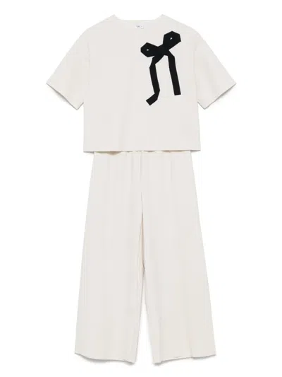 Il Gufo Kids' Bow-detail Trouser Set In Neutrals