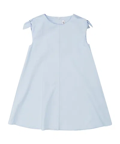 Il Gufo Bow Embellished Stretch Poplin Dress In Azzurro