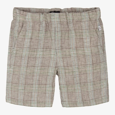 Il Gufo Kids' Boys Beige Checked Linen Shorts