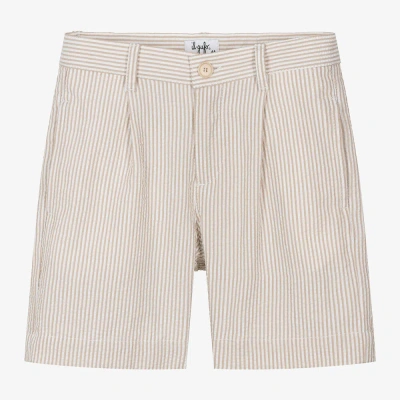 Il Gufo Kids' Boys Beige Striped Seersucker Shorts