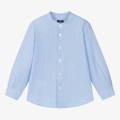 Il Gufo Kids' Boys Blue Collarless Cotton Shirt