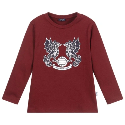 Il Gufo Babies' Boys Burgundy Red Cotton Jersey Top In Brown