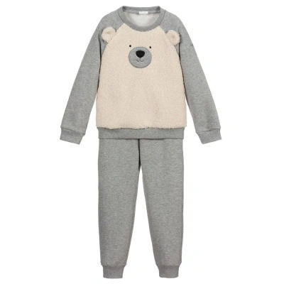 Il Gufo Babies' Boys Grey Cotton Teddy Tracksuit In Gray